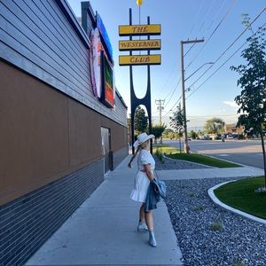 WAYF side cut-out mini dress